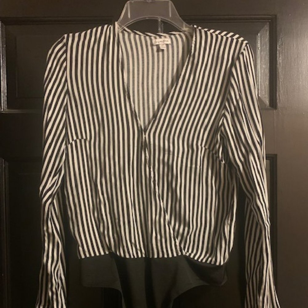 lover fire blouse, black and white stripe, size s